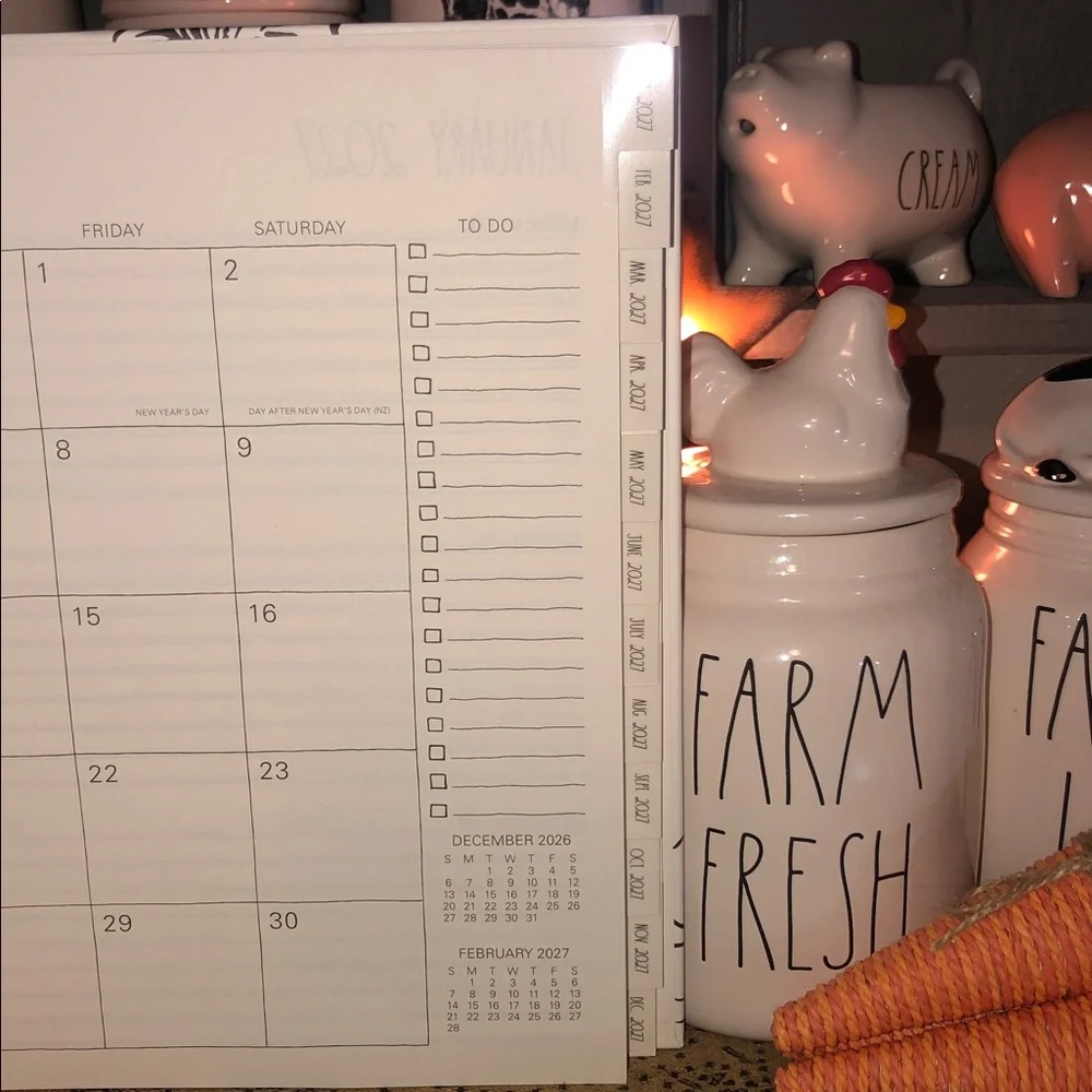 Rae Dunn 2027 Spiral 17 Month Planner August 2026-December 2027 (Flowers)
